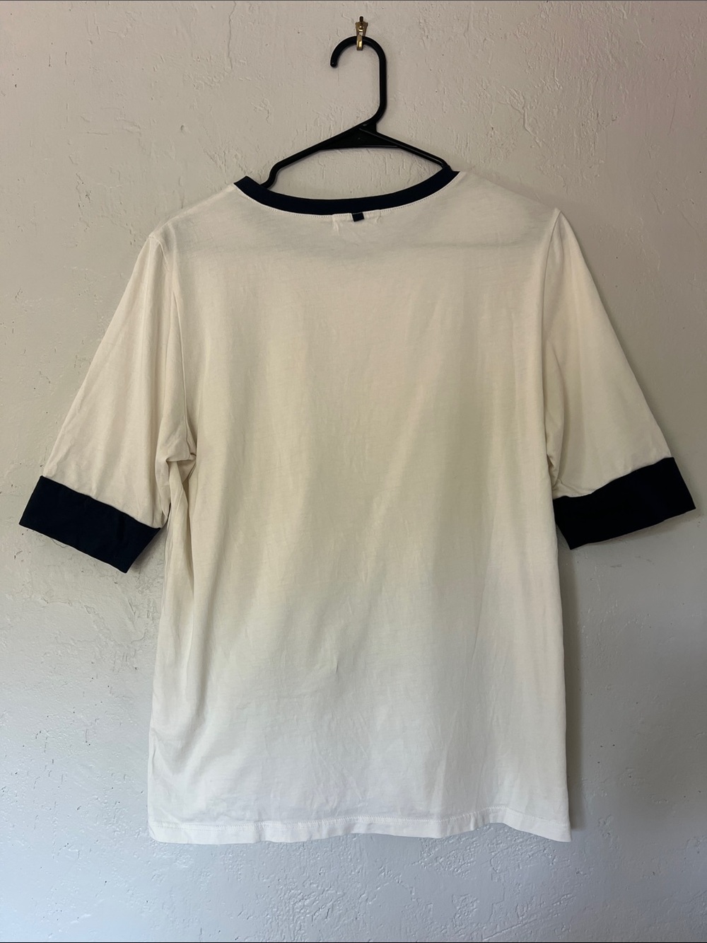 Outerknown 100% organic cotton White Short Sleeve Tee with Navy Trim - Picture 4 of 5